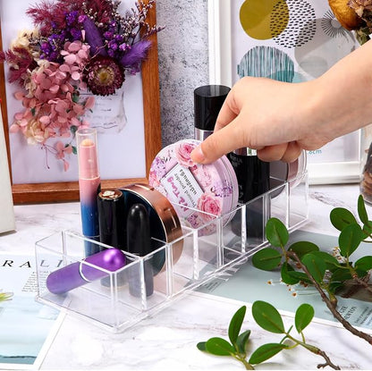 Tuanse 8 Pcs Acrylic Makeup Compact Organizer Detachable 8 Spaces Clear Vanity - Image 4