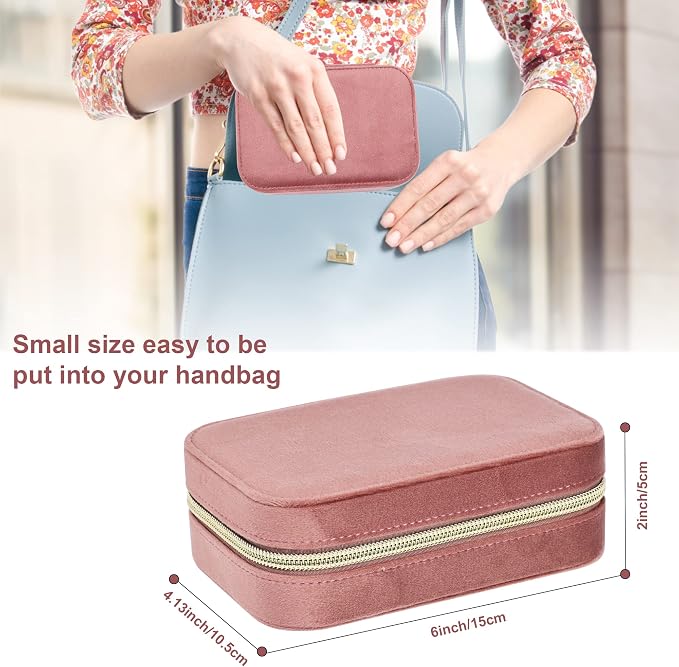 Dajasan Velvet Jewelry Box, Small Travel Jewelry Case, Portable Travel Jewelry - Image 2