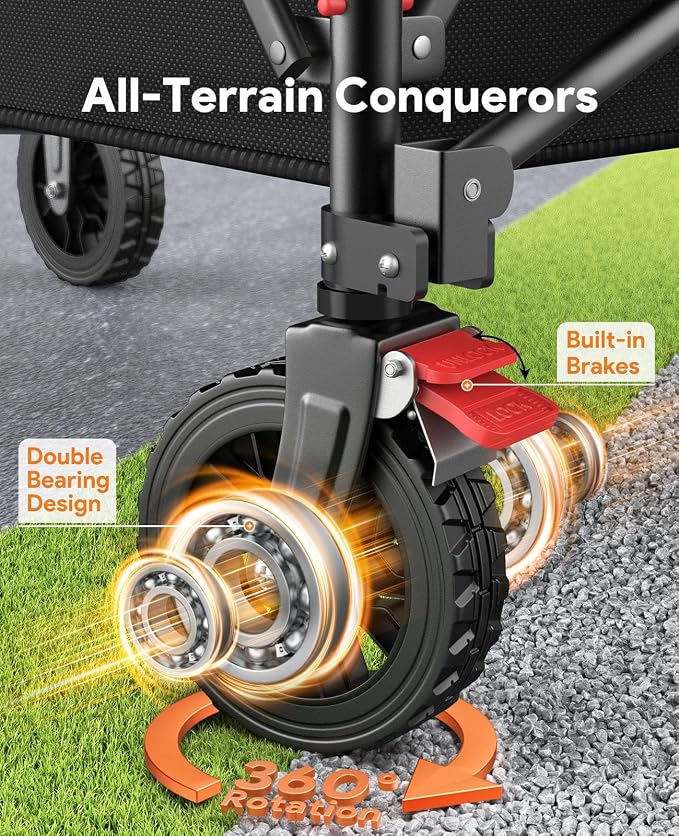 Collapsible Foldable Wagons, 440lbs Capacity Wagons Carts Foldable - Image 5
