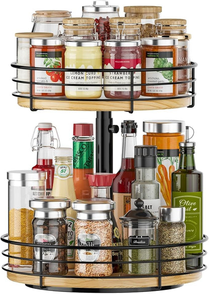 2 Tier Lazy Susan Spice Rack Organizer, Rotating Turntable, 12 Inch, by HISKIWUU
