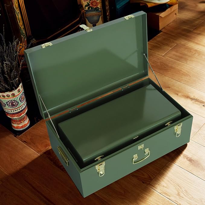 Vixdonos Metal Trunk Decorative Storage Box Set of 2 College Dorm Chest - Image 7