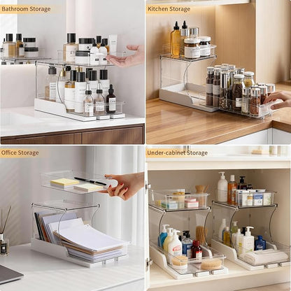 Attelite Makeup Organizer 2-Tier Makeup Storage Cosmetics Organizer - Image 7