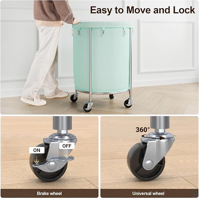 ELYKEN Laundry Basket with Wheels, 170L Rolling Laundry Hamper with Removable - Image 3