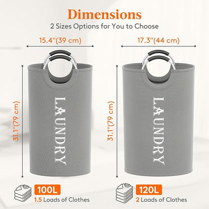 Lifewit 120L 2-Pack Large Laundry Basket, Collapsible Laundry Hamper - Image 2