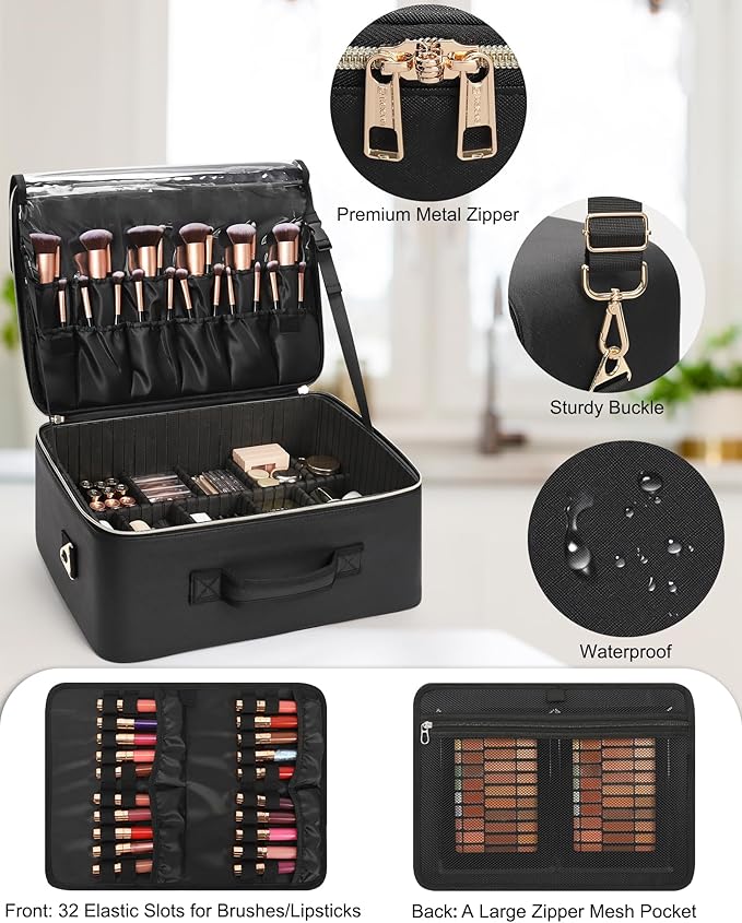 Relavel Extra Large Makeup Case Professional Cosmetic Storage Organizer Box - Image 4