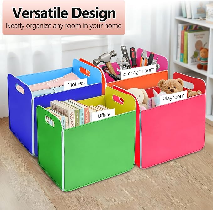 6 Pcs 14x10 Inch Colorful Felt Rectangular Storage Bins Collapsible Storage - Image 4