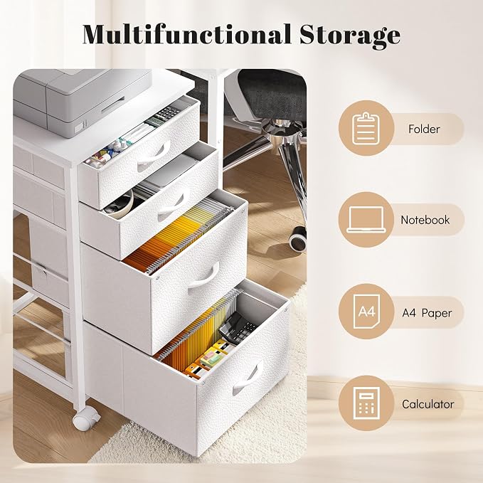 4 Drawers Mobile File Cabinet Vertical Filing Cabinet - Image 7