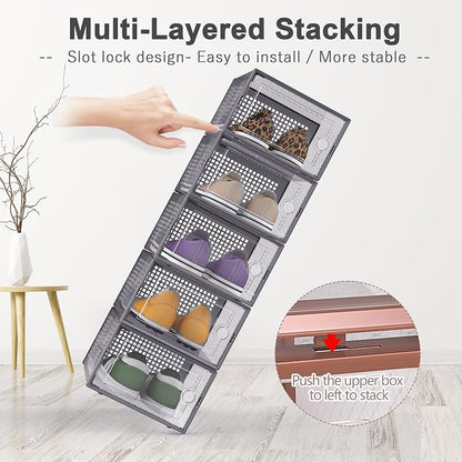 Kuject 12 Pack Large Shoe Boxes, Drop-front design fits women's size 10 - Image 2