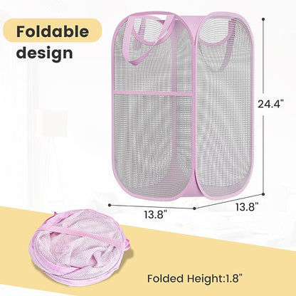 2 Pack Strong Mesh Pop-up Laundry Hamper, Quality Pop Up Hampers - Image 8