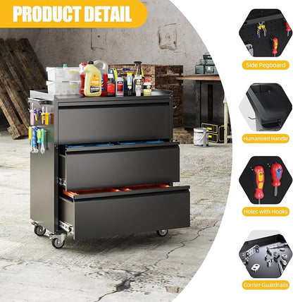 Aobabo Metal Storage Cabinet on Wheels, - Image 6