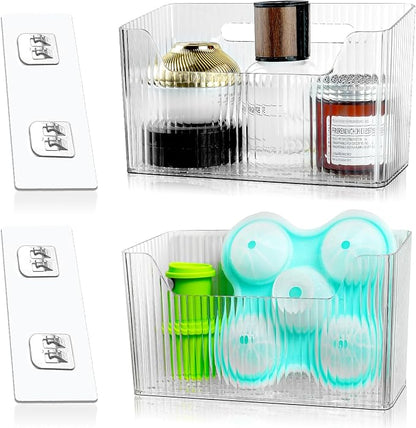 2 Pack Cabinet Door Organizer, Adhesive Wall Mounted Organizer Bins, Stackable - Image 8