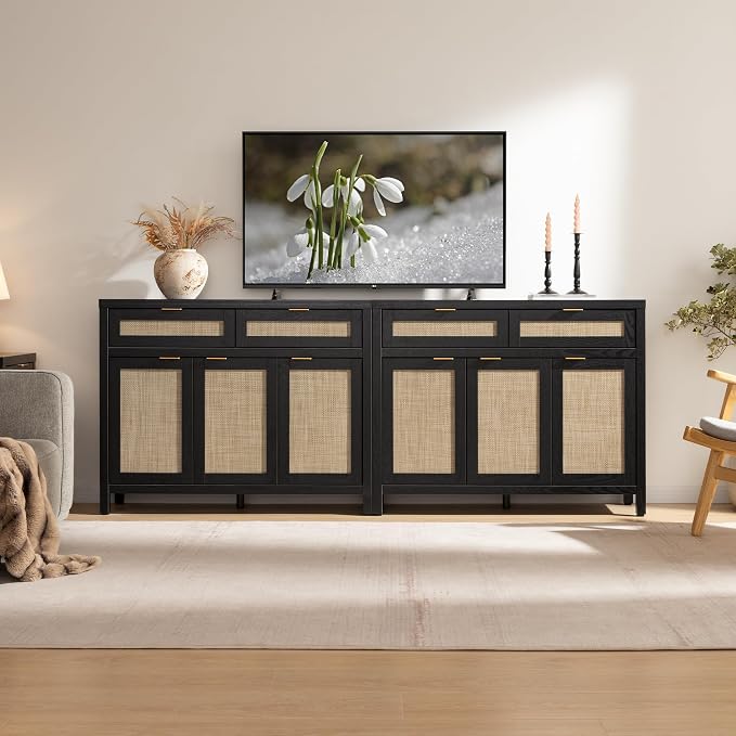 SICOTAS Rattan Sideboard Buffet Cabinet - Image 8