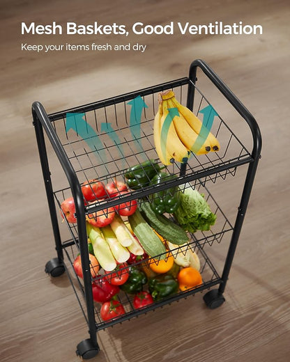 SONGMICS 3-Tier Metal Rolling Cart on Wheels - Image 8