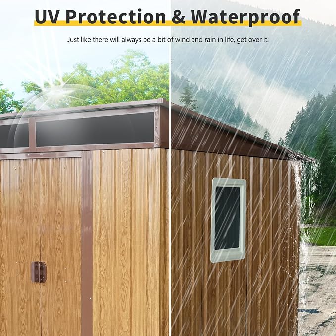Outdoor Metal Storage Shed Window Ventilation Foundation Frame Waterproof - Image 8