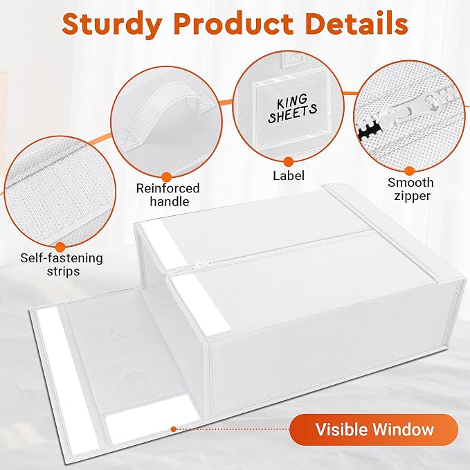 StorageTastic 6 Pack Bed Sheet Closet Organizers and Storage, Sturdy Foldable - Image 5