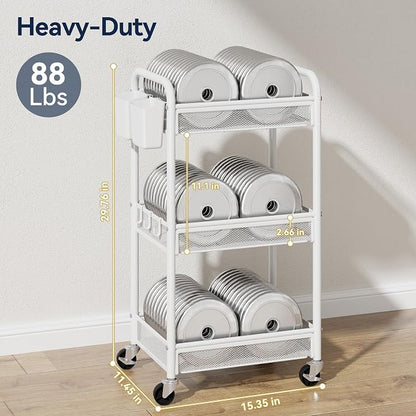 YASONIC 3 Tier Rolling Cart – Metal Utility Storage Carts - Image 3