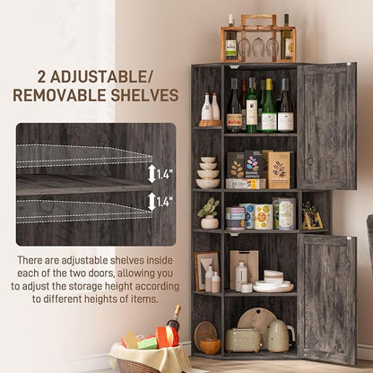 Farmhouse Corner Cabinet, Tall Corner Storage Cabinet - Image 6