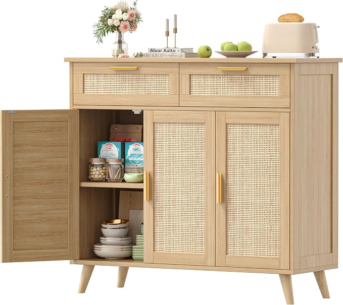 Akxomel Rattan Sideboard Buffet Cabinet - Image 9