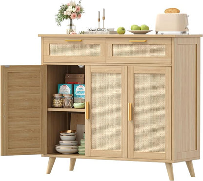 Akxomel Rattan Sideboard Buffet Cabinet - Image 9