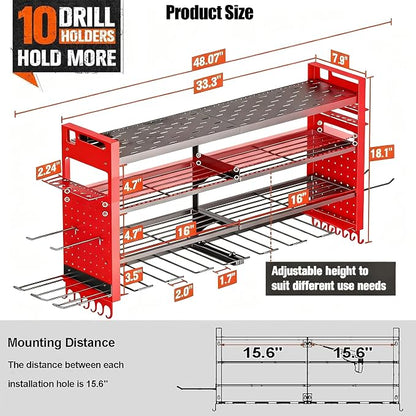 Heavy Duty Power Tool Organizer Wall Mount, Garage Organization - Image 2