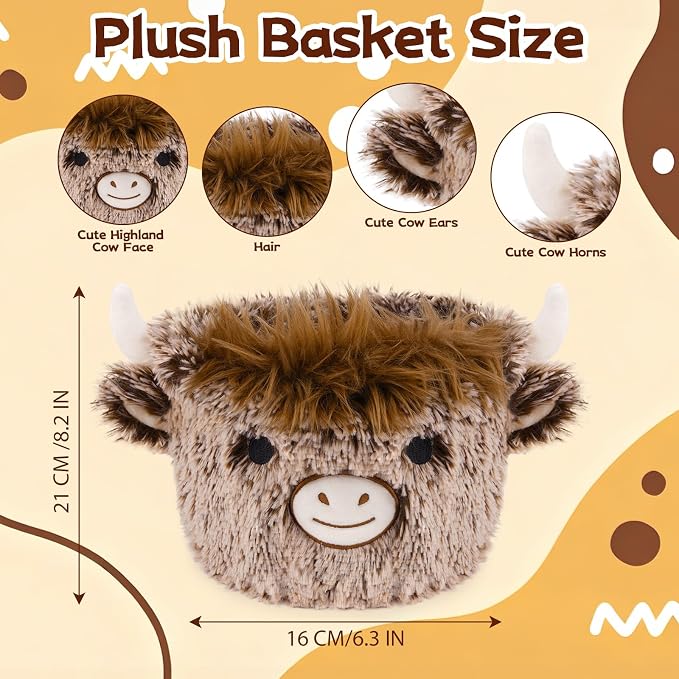 Highland Cow Plush Basket, Highland Cow Gift Basket - Image 2