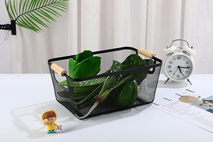 AJIODA Metal Mesh Steel Basket, Medium Wire Storage Organizer Basket - Image 2