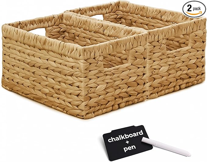KOKODO Pack of 2 Medium Rectangular Water Hyacinth Wicker Storage Baskets by KOKODOHOMEPROJECT