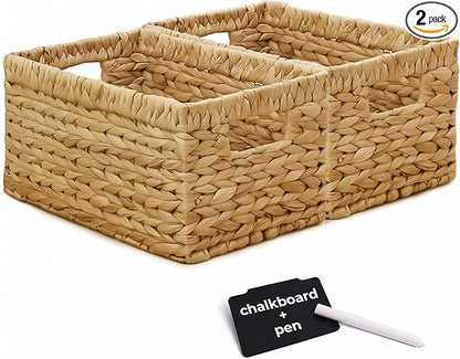 KOKODO Pack of 2 Medium Rectangular Water Hyacinth Wicker Storage Baskets by KOKODOHOMEPROJECT