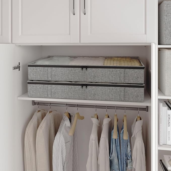 Gray Low Profile Under Bed Storage Containers 5 inches high, 33.8"x 17.7"x 5.1" - Image 4