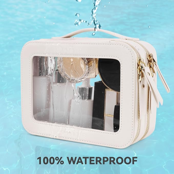 Prite Double Layer Makeup Bag for Women Portable Clear Makeup Bag Cute - Image 5