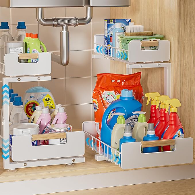 Delamu Under Sink Organizer 2 Pack, Pull Out Cabinet Organizer by DELAMU