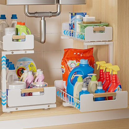 Delamu Under Sink Organizer 2 Pack, Pull Out Cabinet Organizer by DELAMU