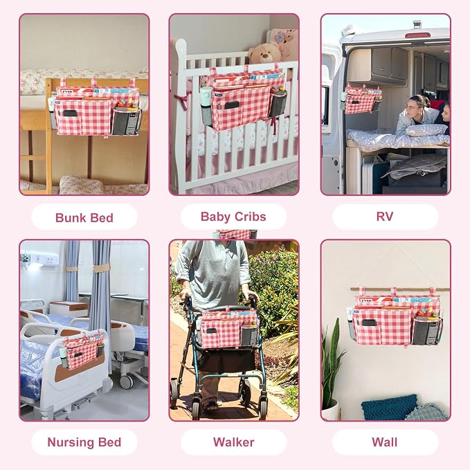 Surblue Bedside Caddy Hanging Bed Organizer Storage Bag Pocket - Image 6
