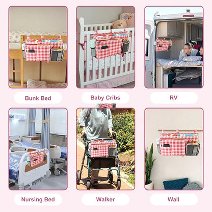 Surblue Bedside Caddy Hanging Bed Organizer Storage Bag Pocket - Image 6