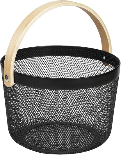 IBWell Bucket-Shape Metal Wire Woven Fruit Storage Bowl Basket by IBWell