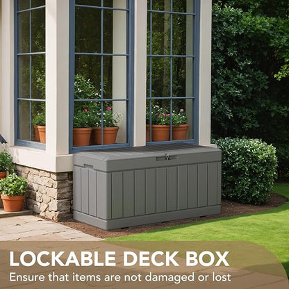 Devoko 85 Gallon Deck Box Lockable Resin Outdoor Storage Box waterproof Outdoor - Image 4