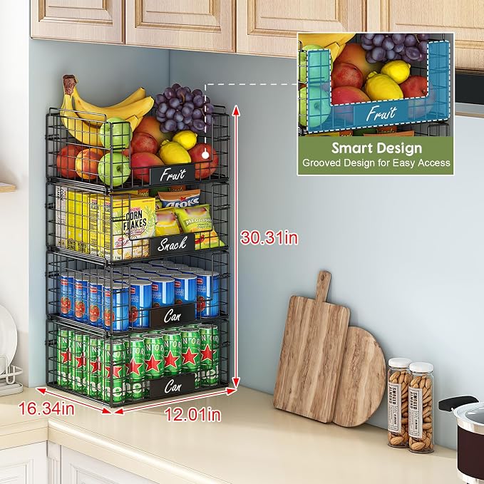 JKsmart 4 Pack XXL Stackable Wire Baskets - Image 2