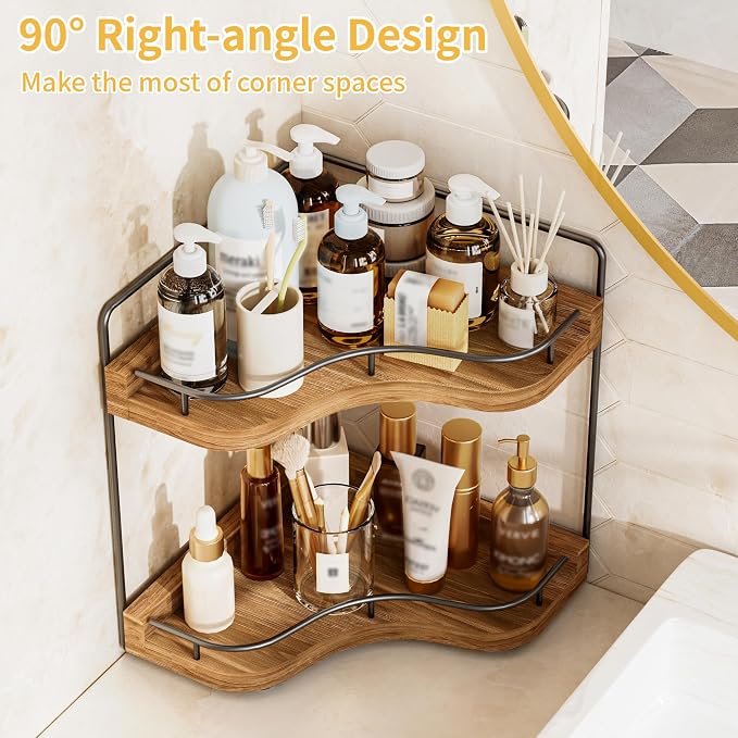 2-Tier Corner Bathroom Counter Organizer - Image 5