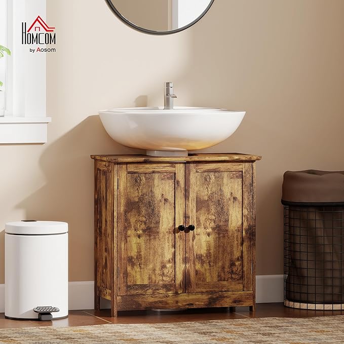 HOMCOM Under Sink Bathroom Cabinet, Pedestal Sink Storage Cabinet - Image 2