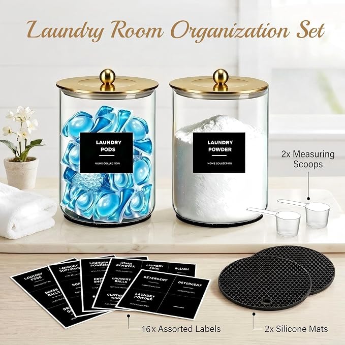 Glass Jars for Laundry Room Organization, Laundry Pods Container - Image 4