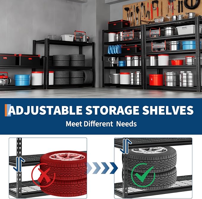 Heavy Duty 5-Tier Shelving Unit, 2500 LBS Capacity Storage Shelves - Image 6