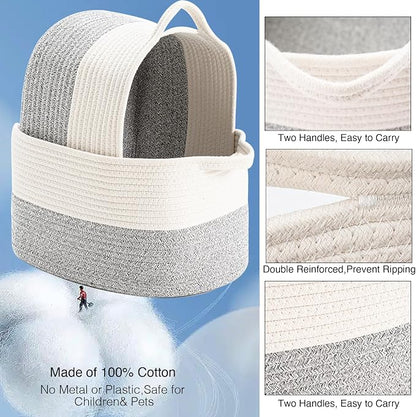 DUHEL Cotton Rope Woven Storage Basket, Used - Image 3