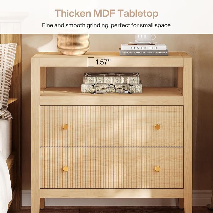 Tribesigns Modern Nightstand, 2-Drawer Nightstand - Image 7