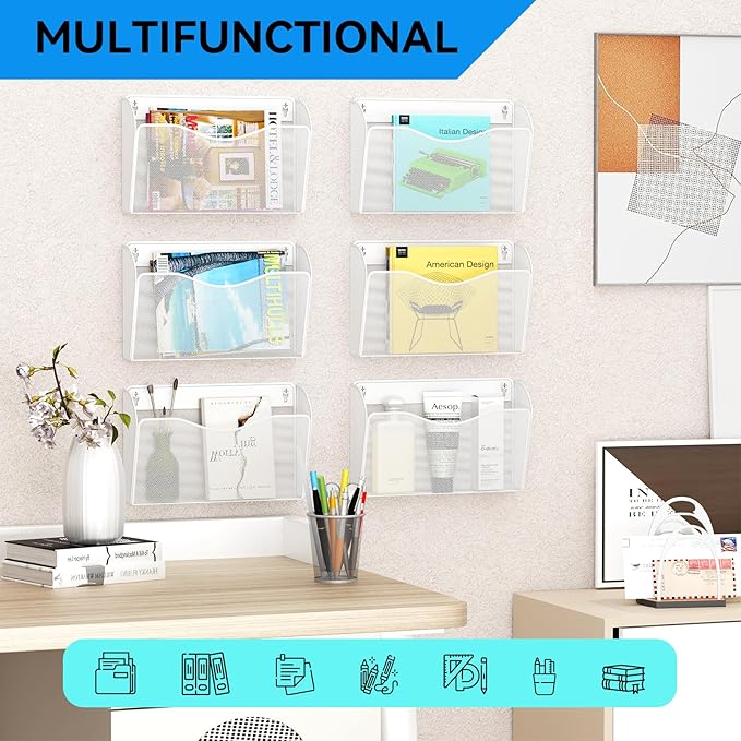 Single Pocket Wall File Holder, Mesh Hanging File Folder Paper Organizer - Image 6