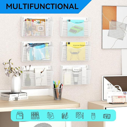 6 Single Pocket Wall File Holder, Mesh Hanging File Folder Paper Organizer - Image 6