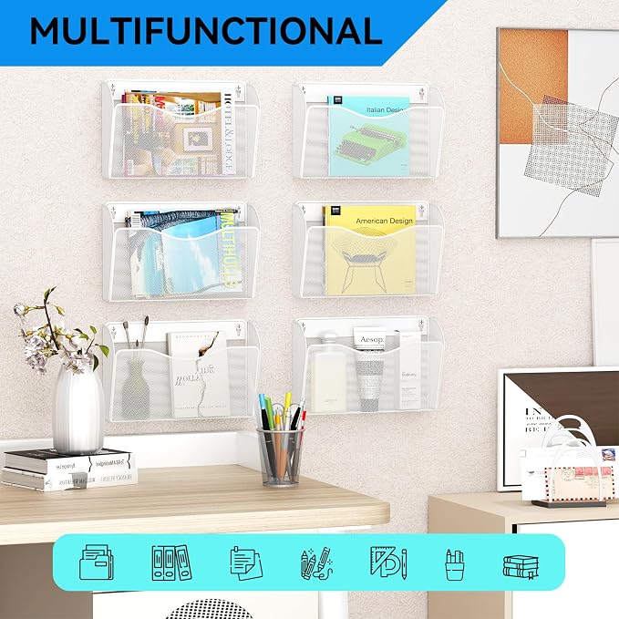 3 Single Pocket Wall File Holder, Mesh Hanging File Folder Paper Organizer - Image 6