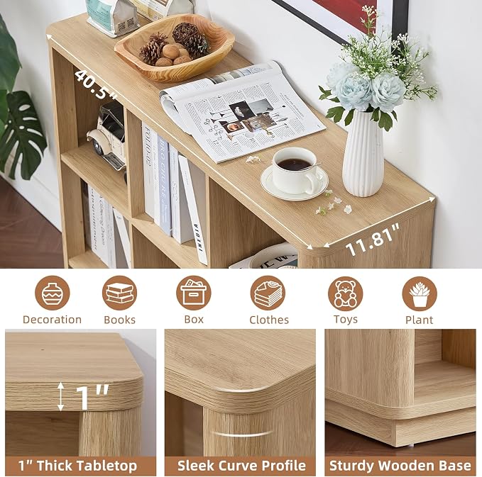 9 Cube Storage Book Shelf, Floor Standing 3-Tier Wood Cubby Bookcase - Image 4