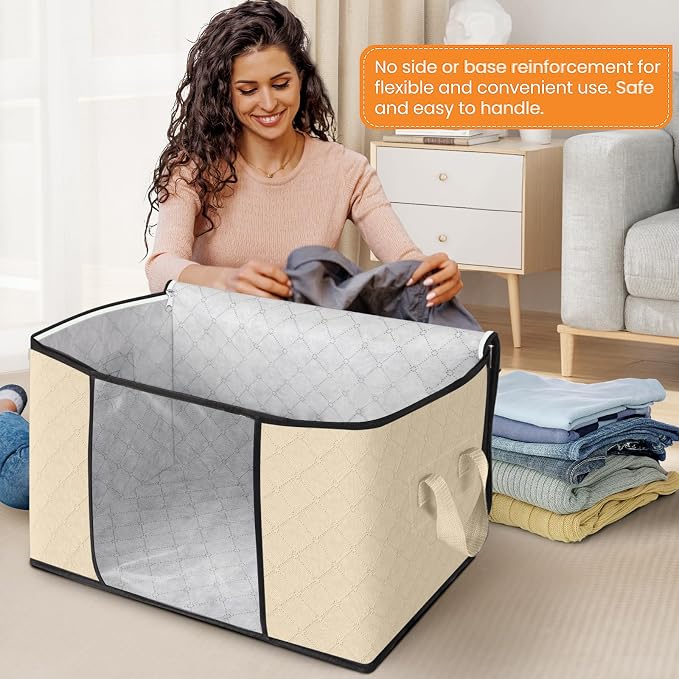 Fab totes 24 Gallons Clothes Storage, Foldable Thick Fabric Blanket Storage Bags - Image 3