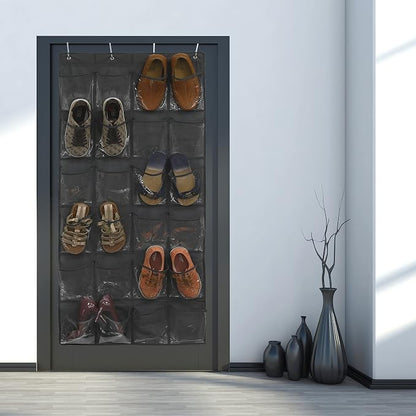 Simple Houseware 24 Pockets Large Clear Pockets Over The Door Hanging Shoe - Image 2