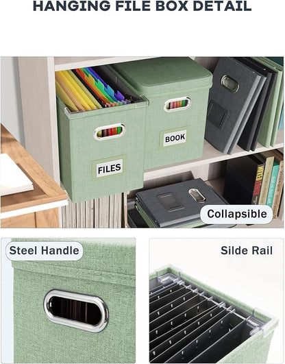 Hanging Filing File Box with Mesh Pocket, File Organizer Box with Lid, - Image 5